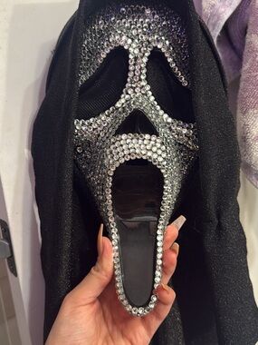 Black Crystal-Embellished GhostFace Mask